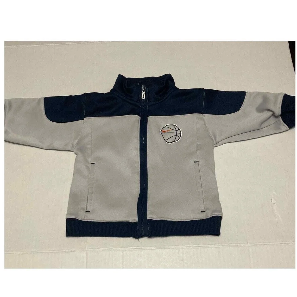 Nike Baby Track Jacket Basketball Logo Gray Navy Full Zip Long Sleeve 18M